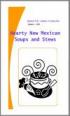 Hearty New Mexico Soups and Stews cover art depicting a steaming bowl of stew surrounded by carrot, a mushroom, and a spoon