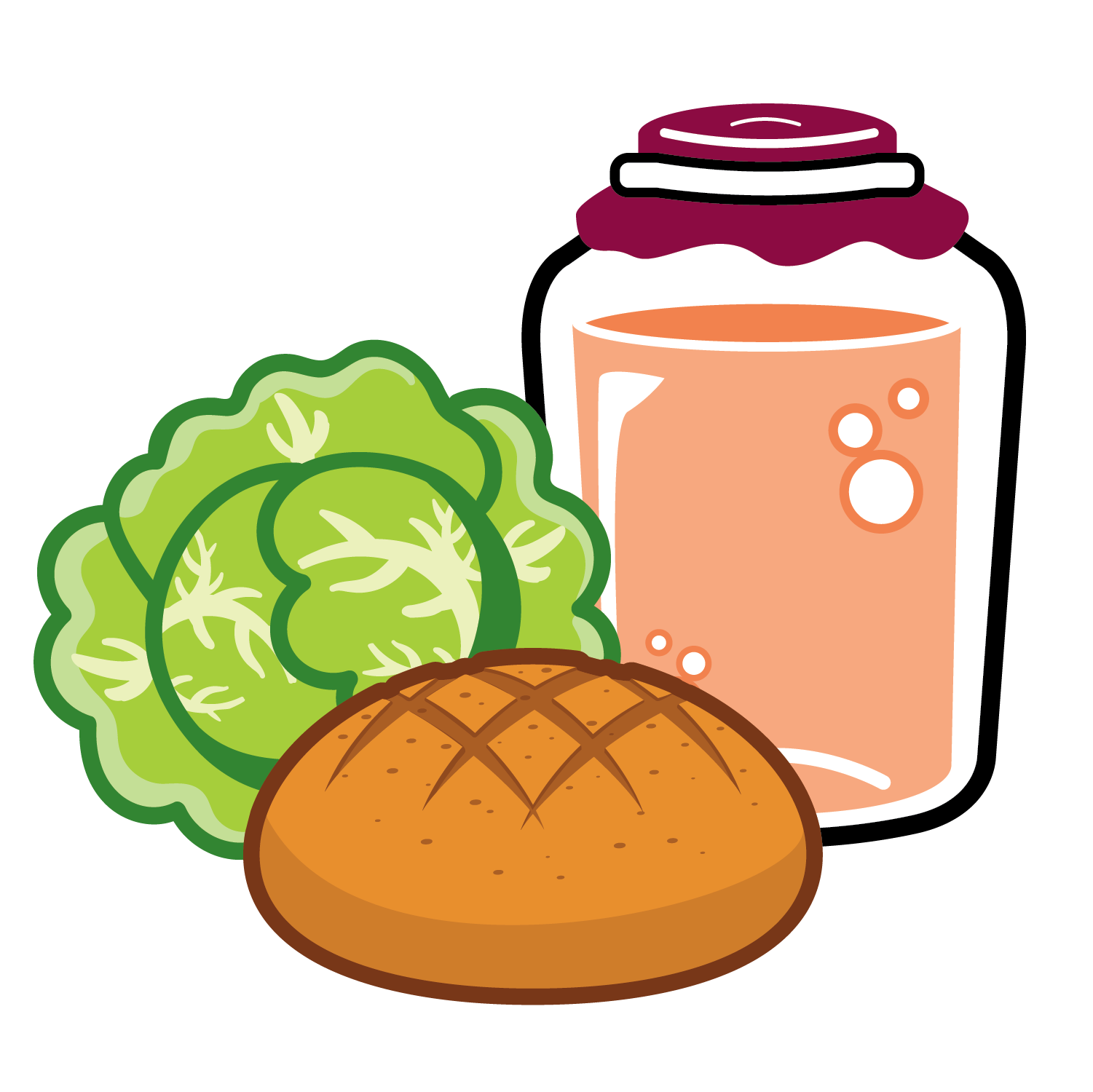 MFP Logo of a head of lettuce, bun, and a jar of jelly